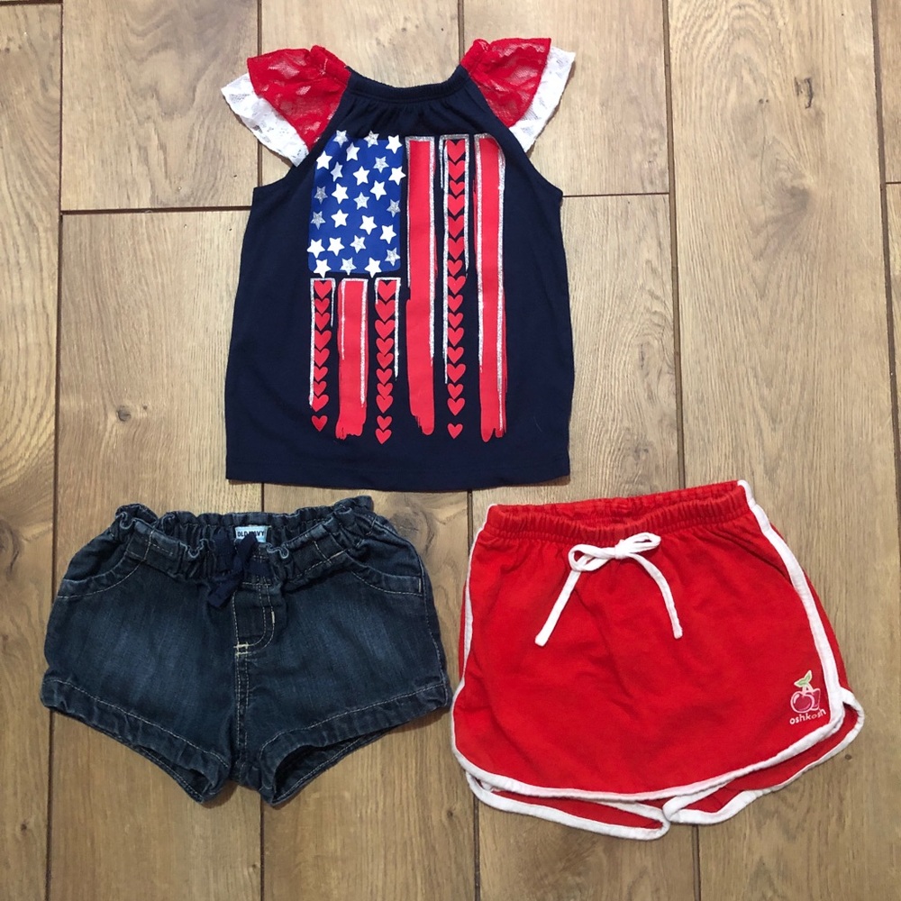 Red White and Blue Oshkosh Bundle Top & Shorts